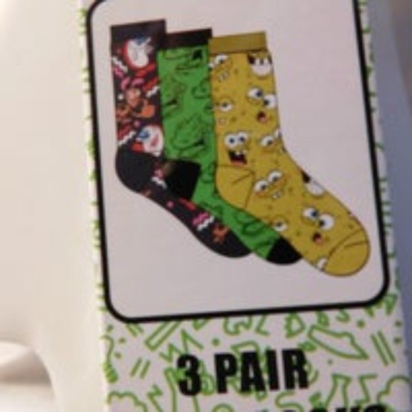 Nickelodeon 3 Pair Novelty Crew Socks in Box - Picture 4 of 5